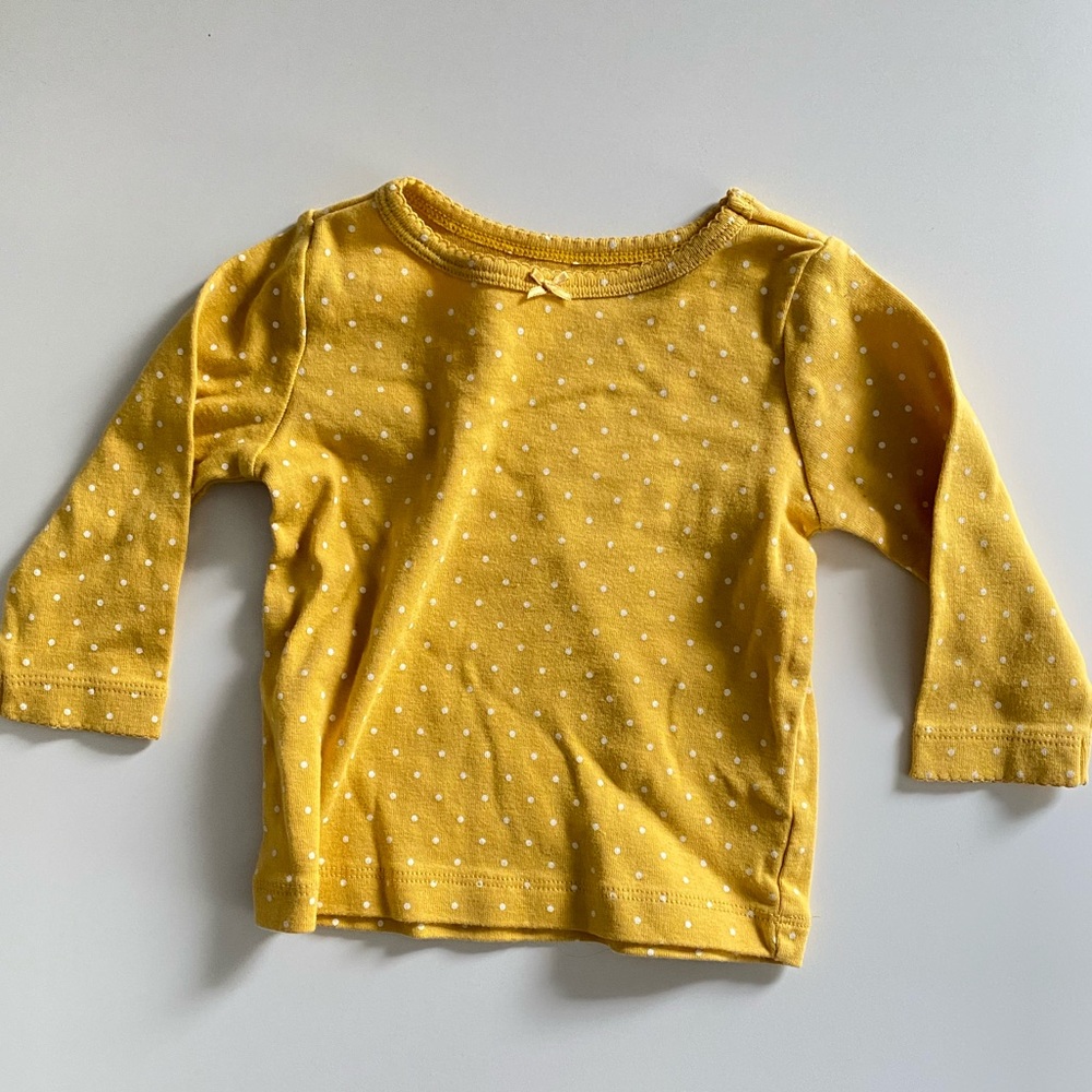 Carter’s mustard yellow polka dot long sleeve top